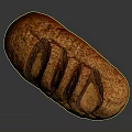 Crusty Golden Brown Artisan Bread With Diagonal Slits And Sesame Seeds Topping