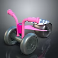 Pink Children's Tricycle With Large Gray Wheels And Striped Seat Design