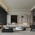 Modern Living Room Interior With Sofa Marble Coffee Table Floor Lamp Decorative Wall And Rug