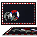 Square Carpet Featuring Anchor Lifebuoy Rope Pattern And Red White Striped Edge 3d model