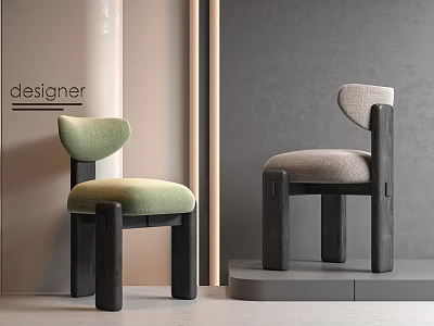 Two Modern Children's Chairs With Colored Fabric Seats And Wooden Legs Display Design 3d model
