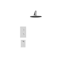 Chrome Wall Mounted Shower Faucet With Rainfall Head And Control Handles