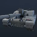 3D Rendered Military Weapon Tank With Long Cannon Barrel And Metal Tracks