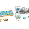 Outdoor Playground Equipment With Climbing Frame Slide Swing Rotating Facilities And Water Pool