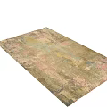 Square Rug with Soft Pastel Pink Blue Yellow Tones Vintage Abstract Pattern Design