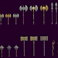Various Medieval Fantasy Weapons Collection Including Axes Spears Shields Hammers Bows And Arrows