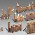 Wooden Garden Fence 3D Models With Spiked Tops And Various Decorative Designs