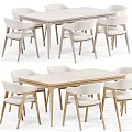 Modern Wooden Dining Table And Comfortable Upholstered Chairs Set For Home