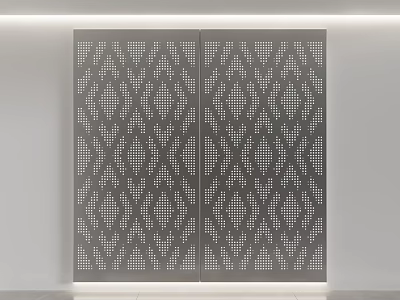 Modern Decorative Perforated Partition Screen With Symmetrical Geometric Pattern Design 3d model