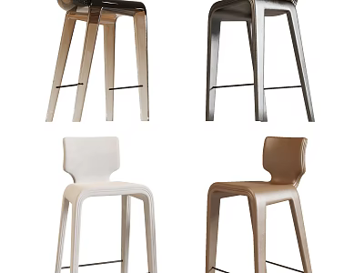 Modern Sleek Design Bar Stools With Metal Frame And Multi Color Options For Kitchen Bar 3d model
