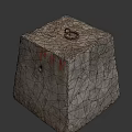 Concrete Block With Red PFF Letters Metal Ring On Top And Hole