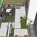 Lush Modern Courtyard Garden With Outdoor Seating Green Plants And Stone Path