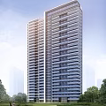 Modern High Rise Residential Building With Glass Facade And Urban Design