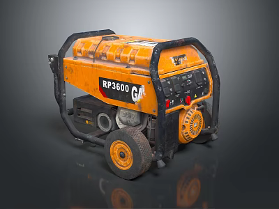 Yellow Black RP3500 Generator With Portable Design And Wheels For Power Supply 3d model
