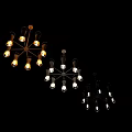 Modern Glass Chandelier With Golden Metal Frame And Illuminated Shades