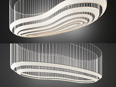 Contemporary Modern Chandelier With Wavy Curved Lines And Metal Frame Design Structure 3d model