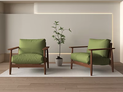Modern Leisure Chair Armchair Potted Plant 3d model
