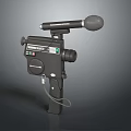 Vintage Black Handheld Recording Device Featuring Attached Microphone And Control Buttons 3d model