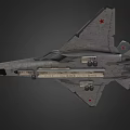 Modern Fighter Jet With Grey Camouflage Airframe And Red Star Markings