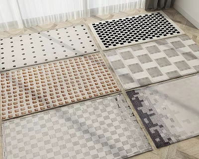 Square Rugs with Polka Dots Checkerboard and Geometric Patterns for Home Decor 3d model