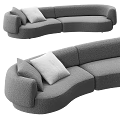Comfortable Gray Curved Multi Person Sofa With White Cushions And Soft Fabric 3d model