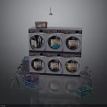 Organized Laundry Room Setup With Stacked Washing Machines Colorful Baskets And Chairs