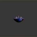 Blue And Red Yacht Featuring Transparent Cockpits And Stylish Design