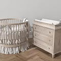 Modern Baby Crib With Matching Changing Table And Storage Drawers For Nursery