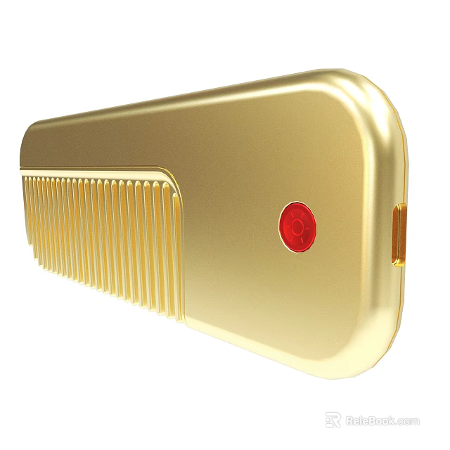 Golden Comb With Red Button Modern Design And Functional Features 3d model 