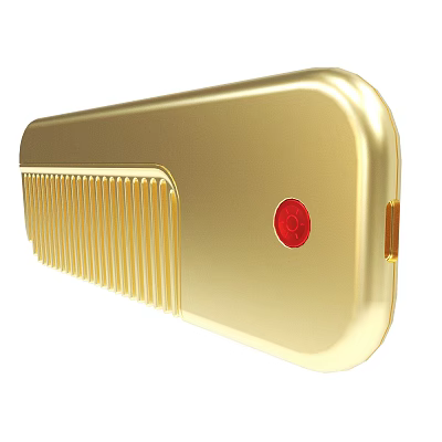 Golden Comb With Red Button Modern Design And Functional Features 3d model