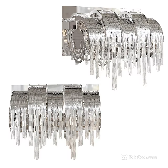 Modern Chrome Wall Lights With Hanging Tassel Design For Indoor Decor 3d model 