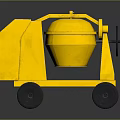 Yellow Concrete Mixer With Wheels Mixing Drum And Manual Crank Construction Tool