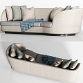 Modern Curved Fabric Double Sofa Pillow Combination 3d model