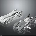 White and Gray Streamlined Model Cars With Wing Like Structures On Reflective Surface 3d model