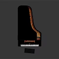 Black Grand Piano With Colorful Artistic Painting And Stool For Music Art Tools