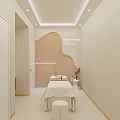 Serene Minimalist SPA Sauna Interior With Light-toned Walls Curved Design And Massage Bed