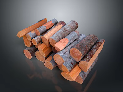 Natural Stacked Firewood Logs For Household Cooking And Warmth Supply 3d model
