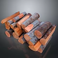 Natural Stacked Firewood Logs For Household Cooking And Warmth Supply