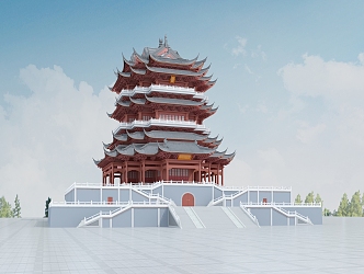 Chinese-style Ancient Building Yingshan Pavilion 3d model