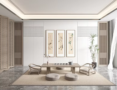 New Chinese Tea Room Tea Room Tea Table and Chair 3d model