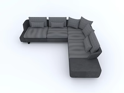 Modern L Shaped Gray Sectional Sofa With Multiple Comfortable Cushions For Living Room 3d model