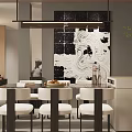 Modern Minimalist Neutral Tone Living Dining Room With Cozy Soft Sofas And Elegant Wall Art