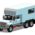 White Camper Truck With Double Cab And Cargo Container Featuring Side Window 3d model