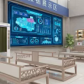 Government Service Hall Interior With Red Carpet Golden Dragon Patterns And Podium
