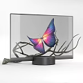 Elegant Modern Television Displaying Colorful Butterfly With Glowing Wings And Branches