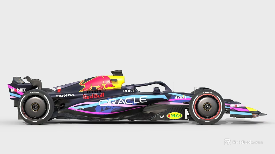 Red Bull Oracle Honda F1 Car With Vibrant Body Design And Sponsor Logos 3d model 