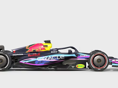 Red Bull Oracle Honda F1 Car With Vibrant Body Design And Sponsor Logos 3d model