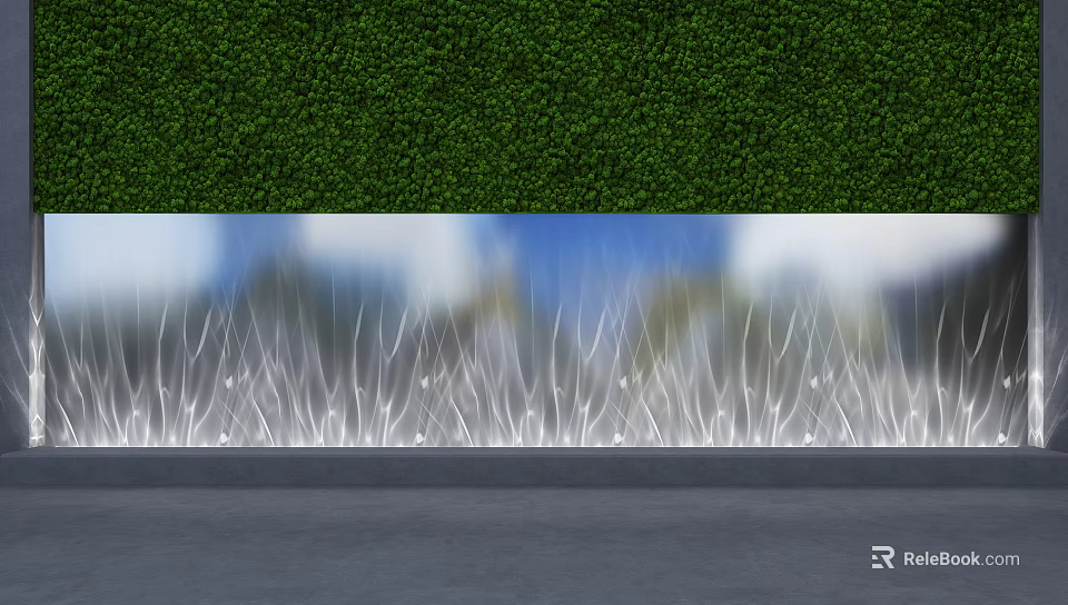 Outdoor Decorative Lights with Linear Design on Lawn and Green Hedge Background 3d model 