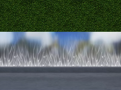 Outdoor Decorative Lights with Linear Design on Lawn and Green Hedge Background 3d model