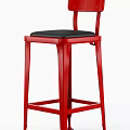 Modern Red Bar Stools With Black Padded Seats For Kitchen Use 3d model